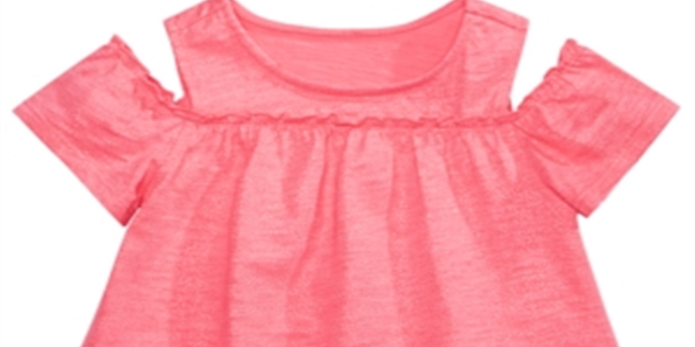 Túnica de algodão com ombros descobertos First Impressions para bebê menina, rosa, tamanho 24 meses