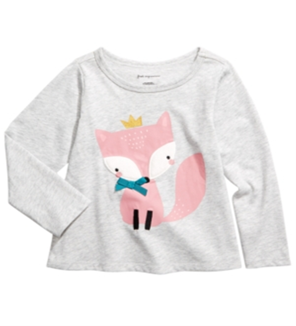 Camiseta infantil feminina First Impressions Fox, cinza, tamanho 4T