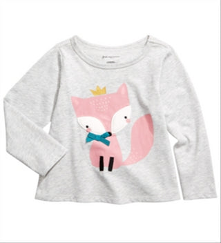 Camiseta infantil feminina First Impressions Fox, cinza, tamanho 4T