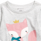 Camiseta infantil feminina First Impressions Fox, cinza, tamanho 4T