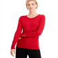 Suéter feminino metálico com gola redonda e punhos com tachas, tamanho pequeno, vermelho, da coleção JM