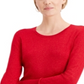 Suéter feminino metálico com gola redonda e punhos com tachas, tamanho pequeno, vermelho, da coleção JM