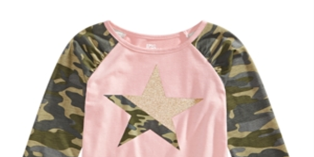 Camiseta infantil camuflada com glitter e estrela da Epic Threads, rosa, tamanho 4T