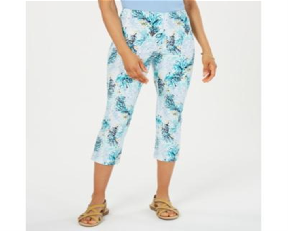Calça Capri Estampada Feminina Charter Club Azul Tamanho 12 Petite