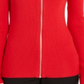 INC International Concepts Top feminino com zíper e manga comprida, gola quadrada, vermelho, tamanho pequeno