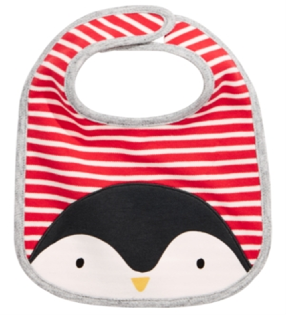 Babador reversível de algodão para meninos First Impressions Penguin, tamanho regular, branco