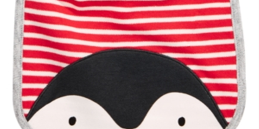 Babador reversível de algodão para meninos First Impressions Penguin, tamanho regular, branco