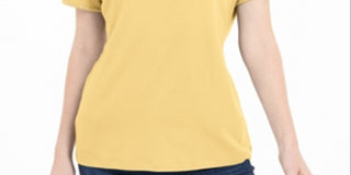 Karen Scott Top Feminino com Tachas e Decote em V Amarelo Tamanho Médio