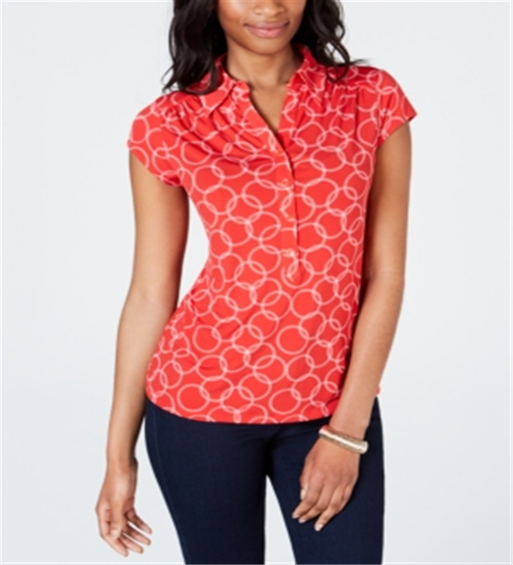Camisa polo feminina estampada Charter Club vermelha tamanho X-Large