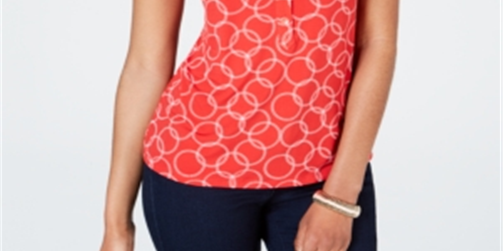 Camisa polo feminina estampada Charter Club vermelha tamanho X-Large