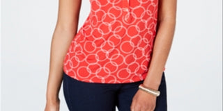 Camisa polo feminina estampada Charter Club vermelha tamanho X-Large