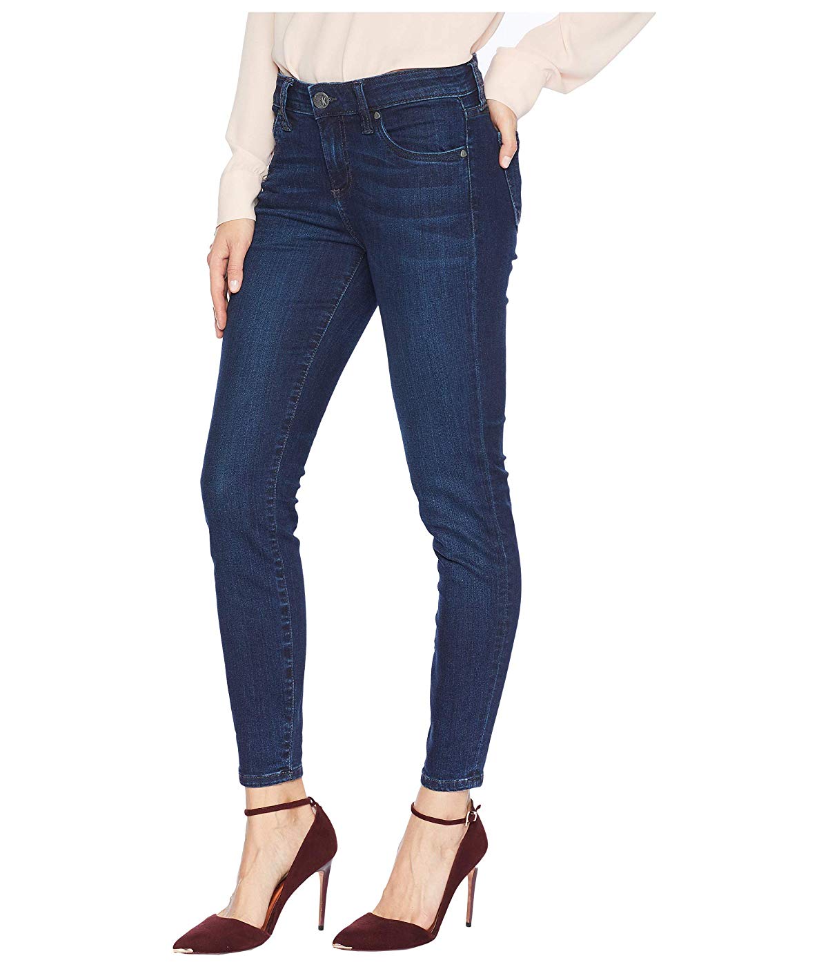 Calça jeans skinny feminina Kut from the Kloth Connie Ankle Wash Influential Euro Base Blue, tamanho 12