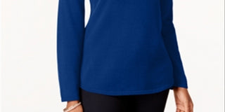 Suéter de algodão feminino Karen Scott, azul, tamanho grande