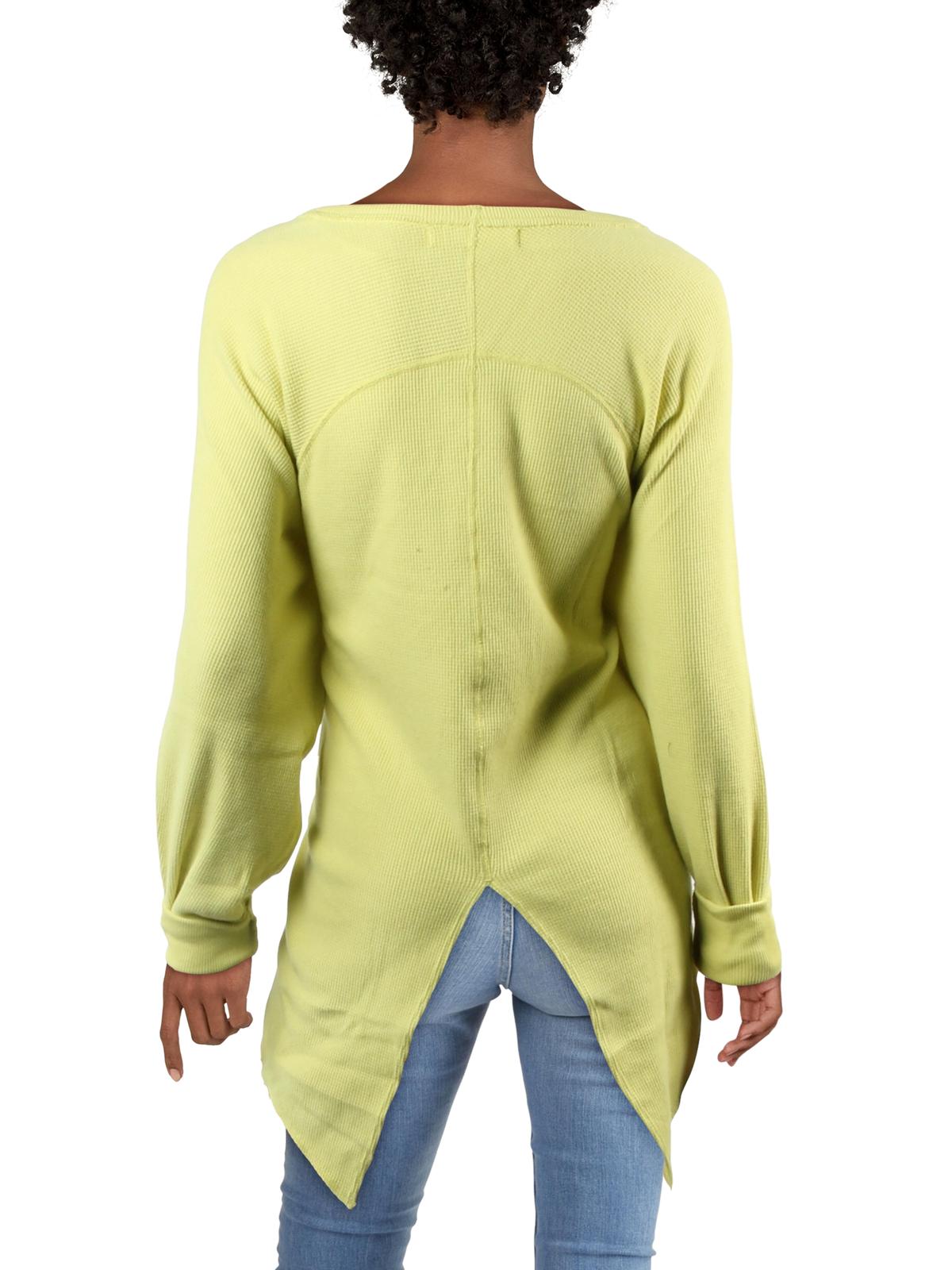 Blusa térmica feminina de malha waffle de algodão Amelia da Urban Outfitters, amarela, tamanho pequeno