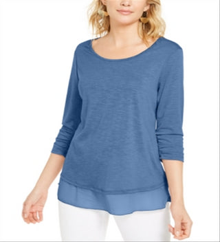 Top de chiffon feminino Style &amp; Co, azul, tamanho XX-G