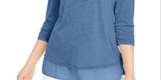 Top de chiffon feminino Style &amp; Co, azul, tamanho XX-G