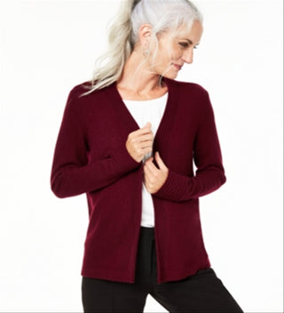 Cardigan de cashmere feminino Charter Club com frente aberta, vermelho, tamanho pequeno G