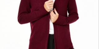 Cardigan de cashmere feminino Charter Club com frente aberta, vermelho, tamanho pequeno G