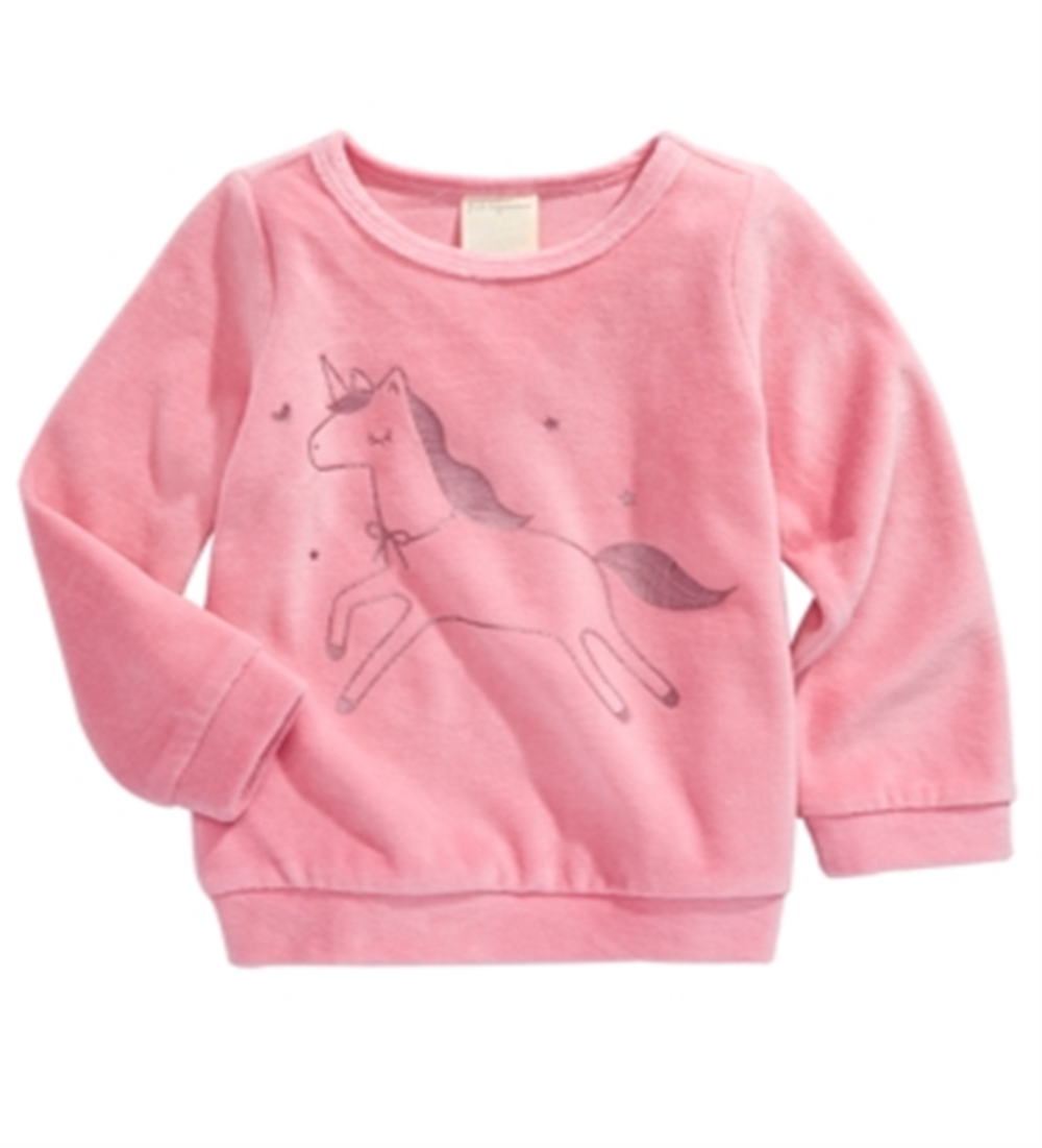 Blusa de veludo com estampa de unicórnio First Impressions para bebê menina, rosa, tamanho 24 meses