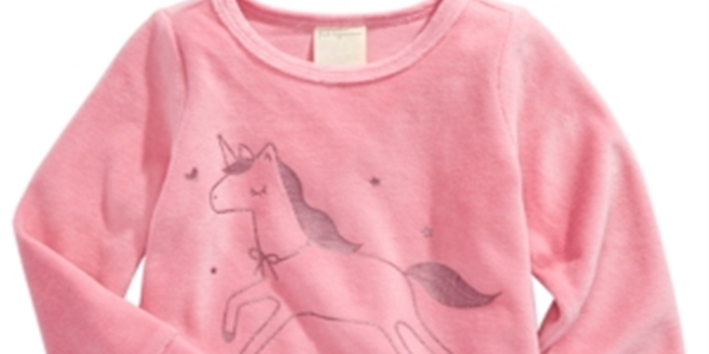 Blusa de veludo com estampa de unicórnio First Impressions para bebê menina, rosa, tamanho 24 meses