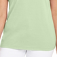 Camiseta feminina Karen Scott de algodão com gola recortada, verde, tamanho pequeno
