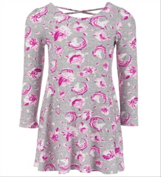 Epic Threads Little Girl's Floral Unicorn Dress Gray Size 6