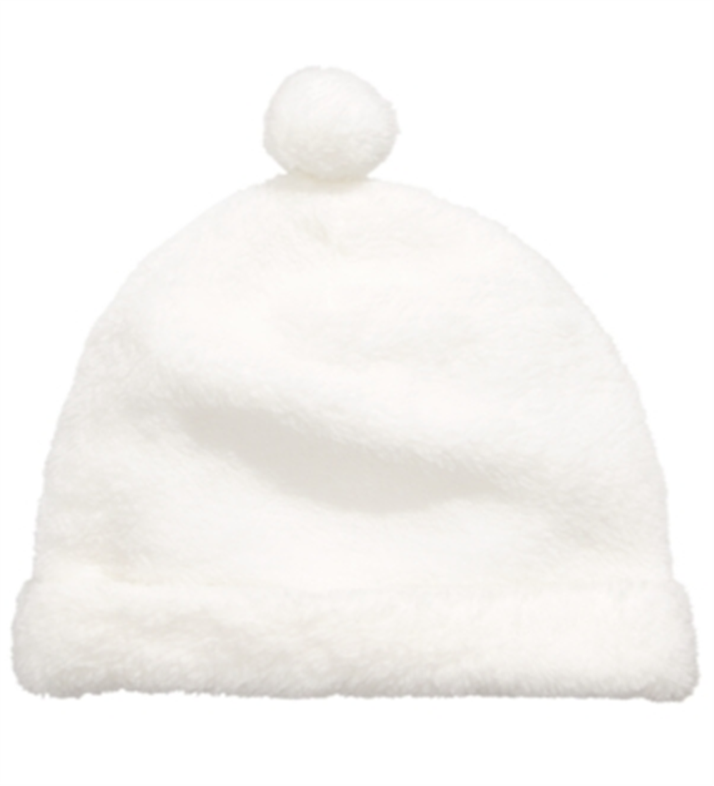 First Impressions Chapéu de pompom falso sherpa para meninos e meninas, branco, tamanho 6-12 meses