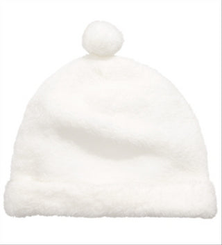 First Impressions Chapéu de pompom falso sherpa para meninos e meninas, branco, tamanho 6-12 meses