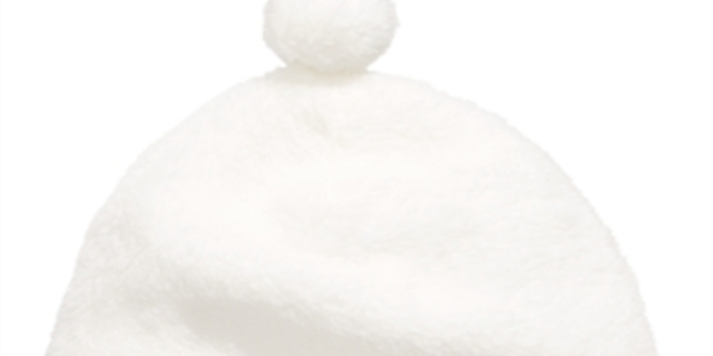 First Impressions Chapéu de pompom falso sherpa para meninos e meninas, branco, tamanho 6-12 meses