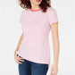 Camiseta feminina Maison Jules com decote redondo e alças finas, rosa, tamanho pequeno