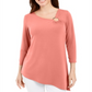 Túnica feminina assimétrica com anel JM Collection Sweet Melon tamanho grande
