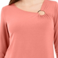 Túnica feminina assimétrica com anel JM Collection Sweet Melon tamanho grande
