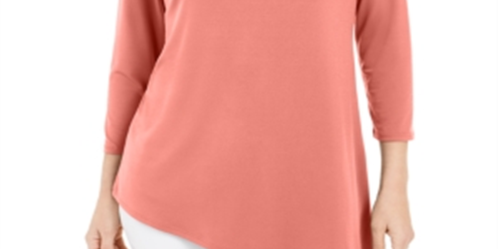 Túnica feminina assimétrica com anel JM Collection Sweet Melon tamanho grande