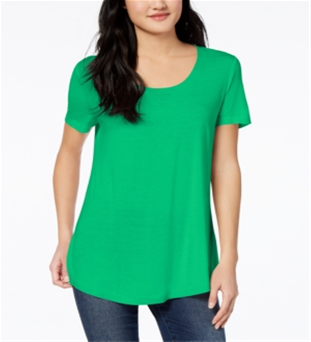 Camiseta feminina Maison Jules com decote redondo, verde, tamanho XS