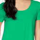 Camiseta feminina Maison Jules com decote redondo, verde, tamanho XS