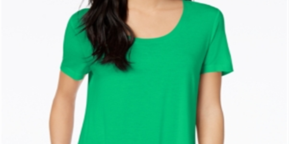 Camiseta feminina Maison Jules com decote redondo, verde, tamanho XS