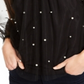 Blusa feminina de tule com decote simulado e detalhes em tule, preta, tamanho grande, da INC International Concepts