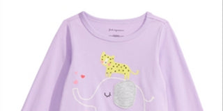 Camiseta infantil de manga comprida com elefante First Impressions para meninas, roxa, tamanho 2T