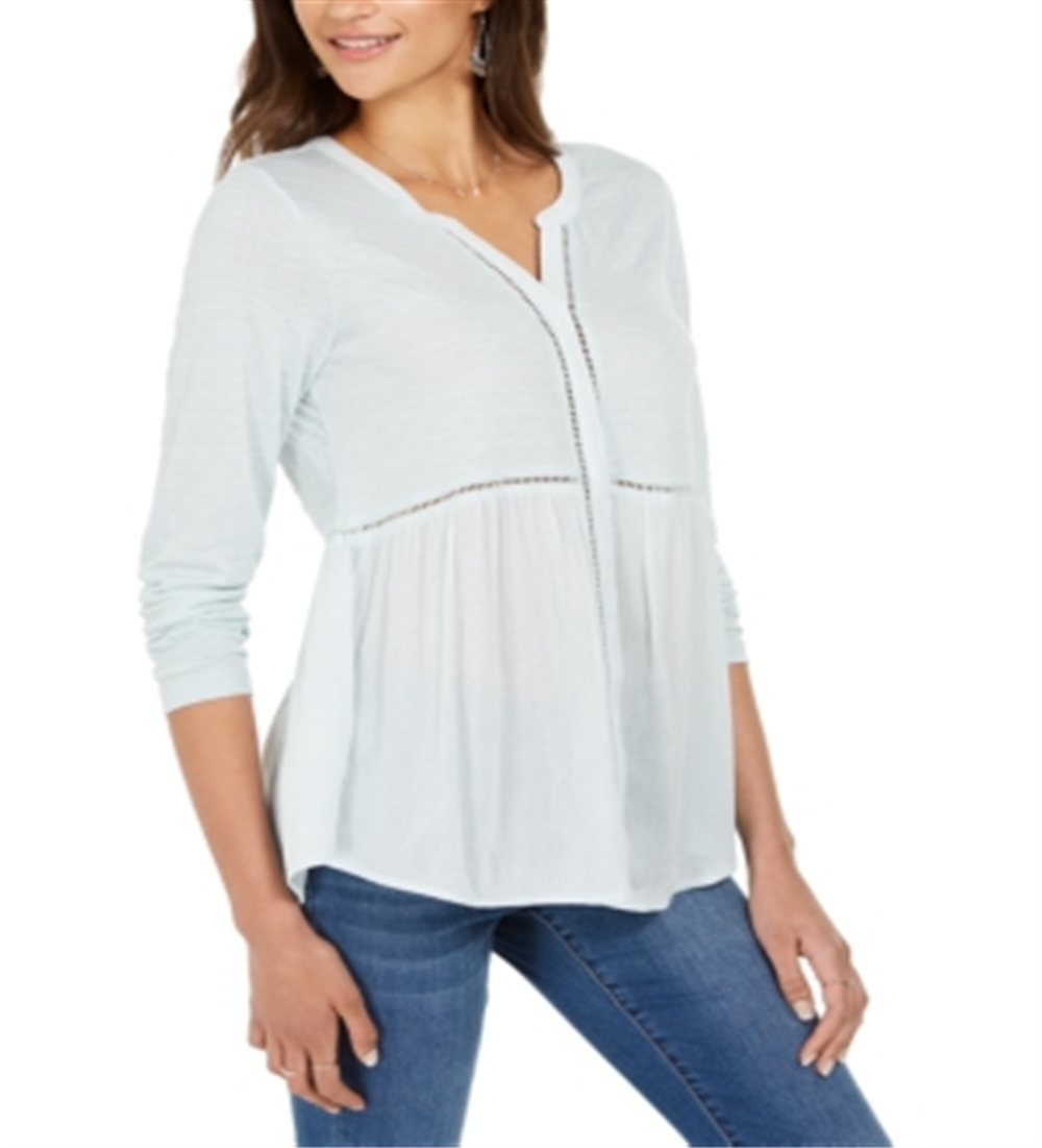 Top feminino estilo &amp; co com decote em V, tecido misto, tamanho menta, tamanho XX-grande