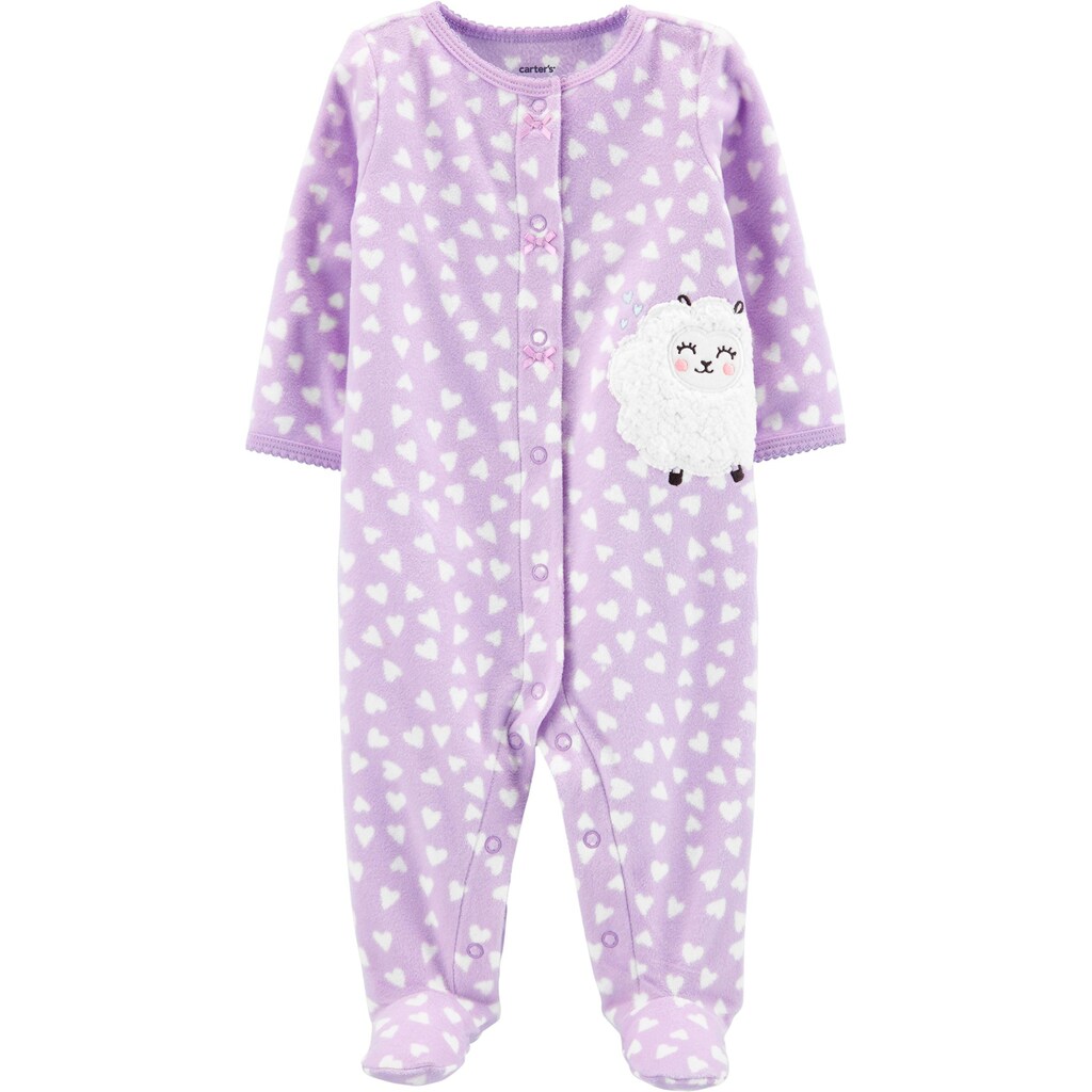 Carter's Girl's Footies Sheep Heart Zip Up Fleece Footie Roxo Tamanho 9MOS