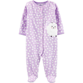 Carter's Girl's Footies Sheep Heart Zip up Fleece Footie Purple Size 9MOS