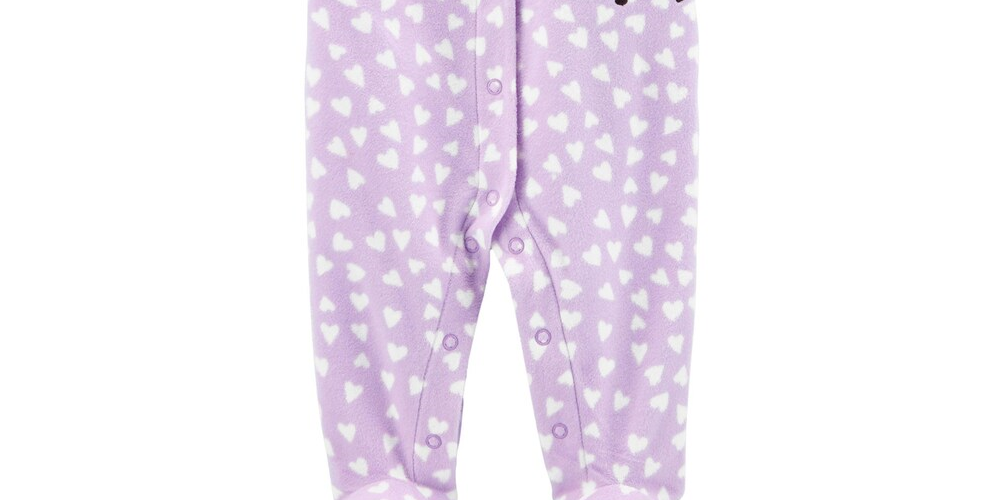 Carter's Girl's Footies Sheep Heart Zip Up Fleece Footie Roxo Tamanho 9MOS