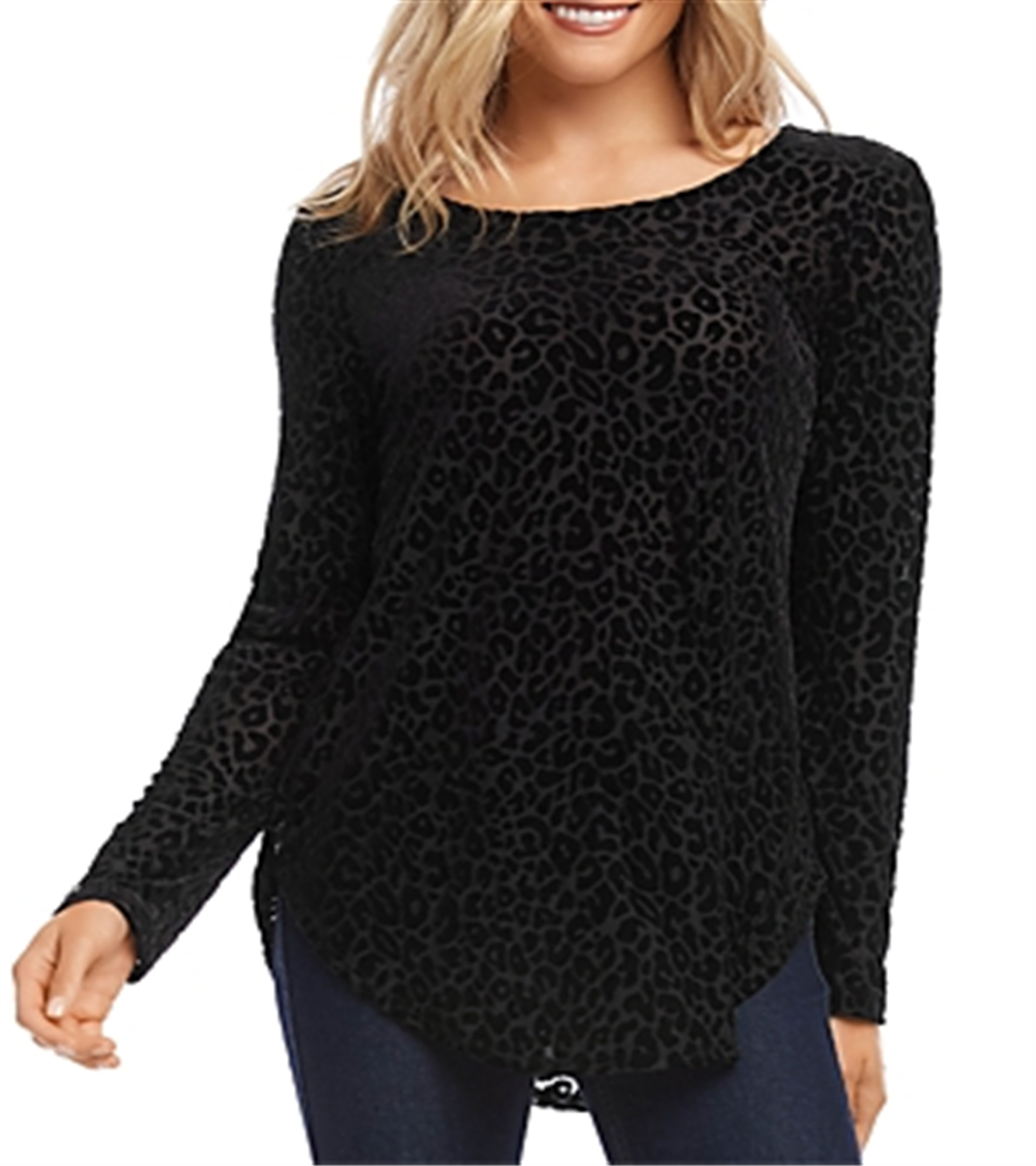 Camiseta Karen Kane Velvet Burnout Feminina Preta Tamanho P