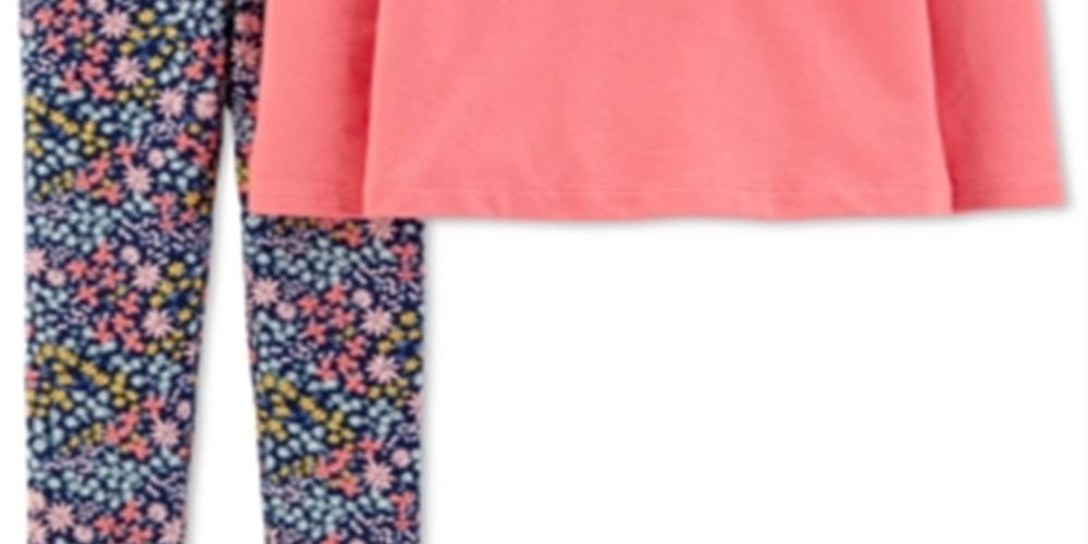 Conjunto Carter's Baby Girl 2 peças com blusa com babados e leggings com estampa floral rosa tamanho 3 meses