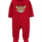 Carter's Baby Girl's Reindeer Zip Fleece Sleep &amp; Play Print Vermelho Tamanho 6MOS