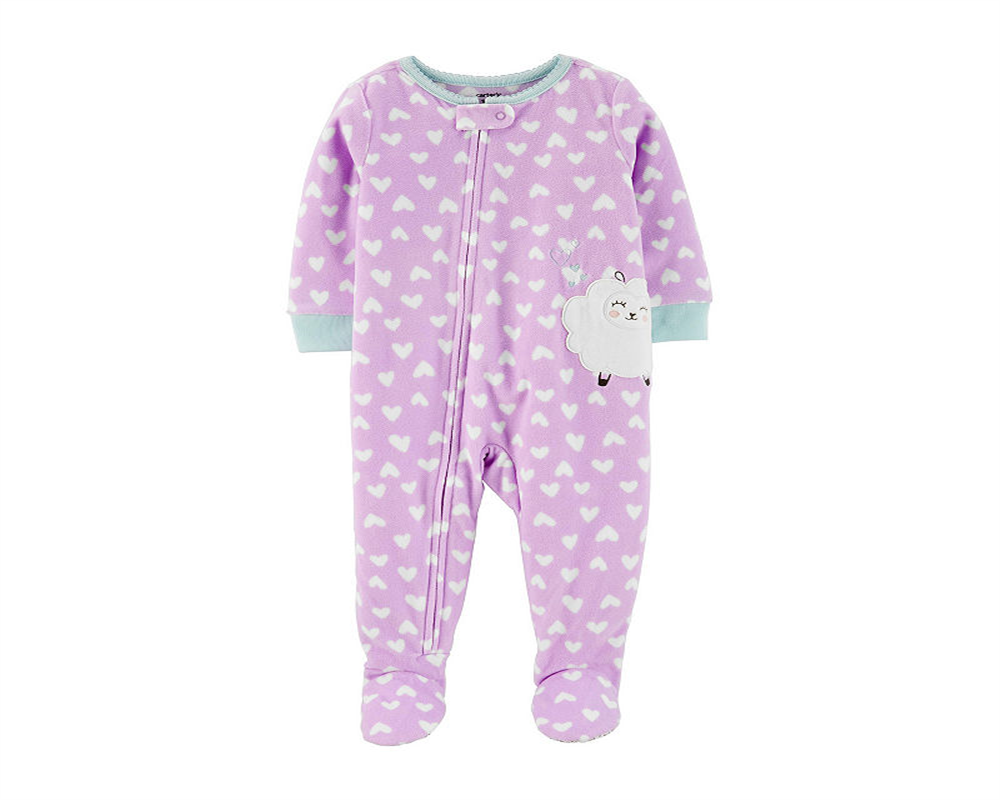 Carter's Girls' Footies PRINT Sheep Heart Microfleece Footie Infantil Roxo Tamanho 2T