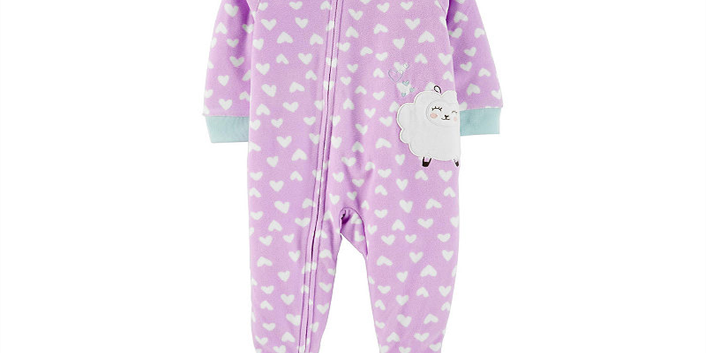 Carter's Girls' Footies PRINT Sheep Heart Microfleece Footie Infantil Roxo Tamanho 2T