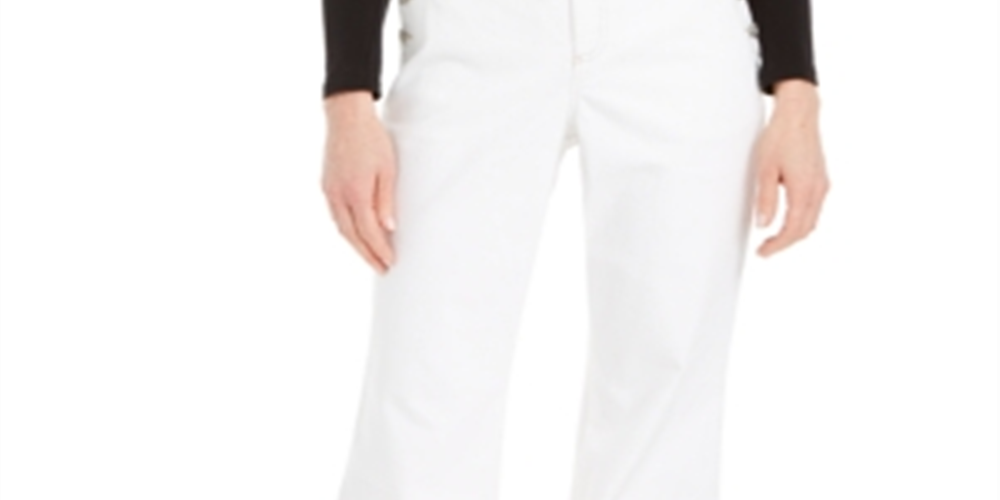 Calça jeans feminina estilo marinheiro, com pernas largas e curvas, da INC International Concepts, branca, tamanho 10 S