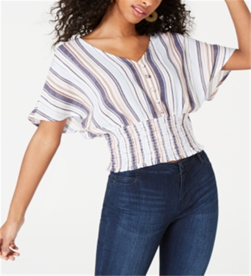 Blusa curta Crave Fame Junior com manga morcego, azul, tamanho M