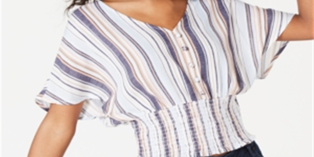 Blusa curta Crave Fame Junior com manga morcego, azul, tamanho M